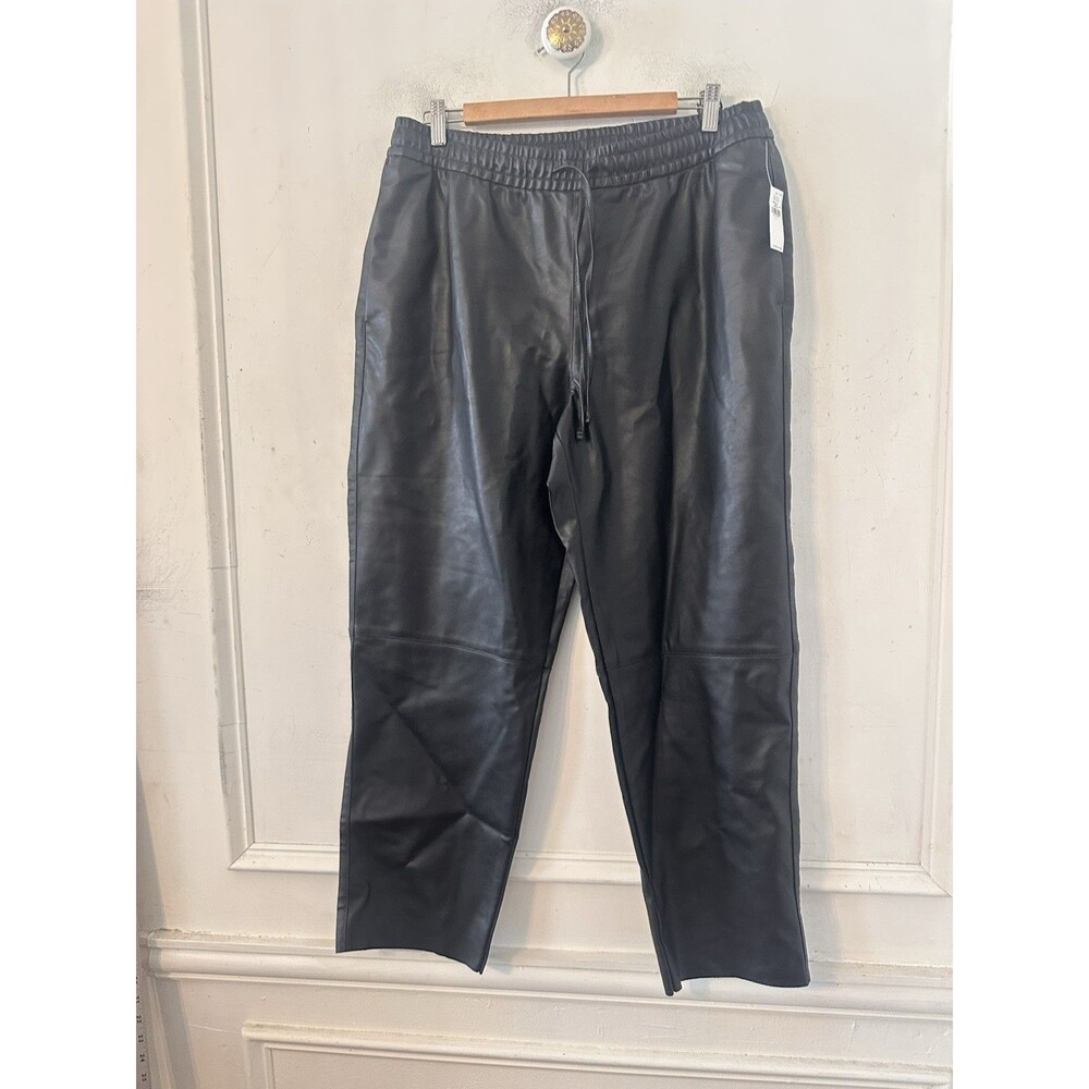 NWT Old Navy Women’s Faux Leather High Rise Billie Straight Leg Pants Large - Picture 2 of 13